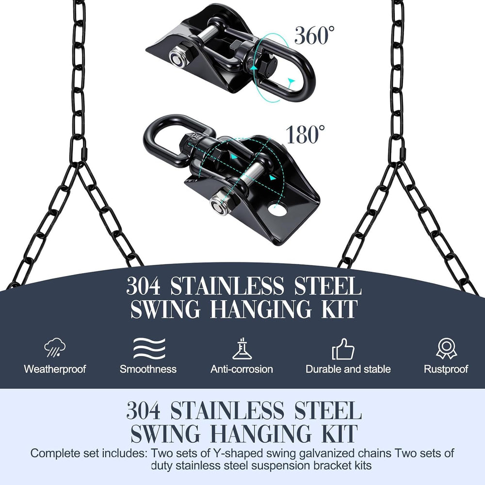 Porch Swing Chain Kit Heavy Duty, 1500 Lbs 360° Swivel, Black