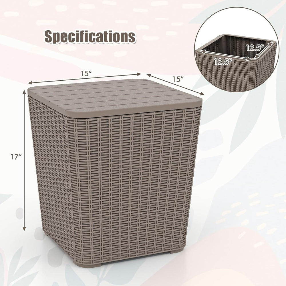 Tangkula 11.5 Gallon Water-proof Deck Box with Removable Lid, Brown
