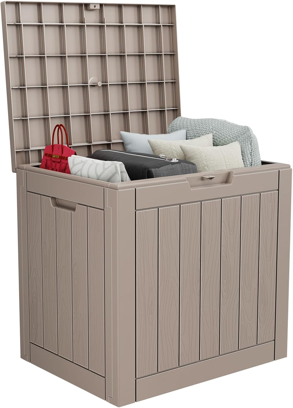 30 Gal Outdoor Storage Box Waterproof Lockable Deck Box Grey