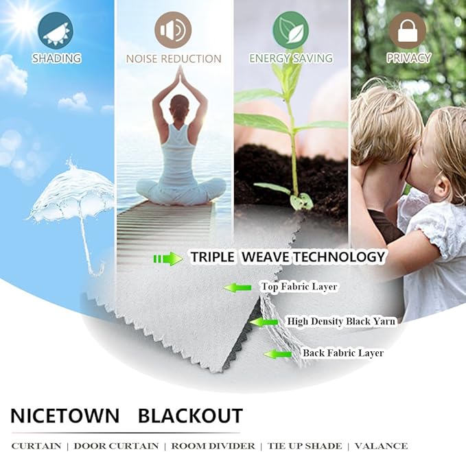 NICETOWN Privacy Outdoor Curtain for Patio Waterproof, Thermal Insulated Sun ...