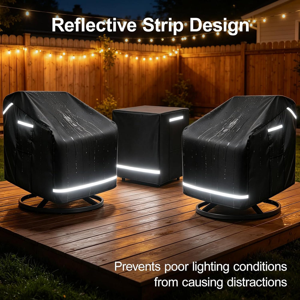 3 Piece Patio Furniture Covers for 2 Chairs and Side Table 37"W x 38&quo...
