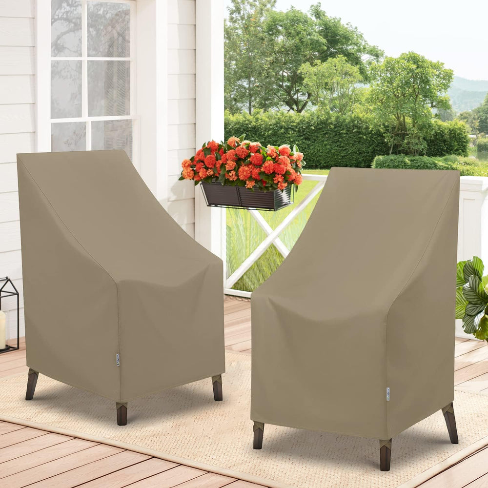 SunPatio Outdoor High Back Chair Covers 2 Pack, 27"W x 30"D x 42&qu...