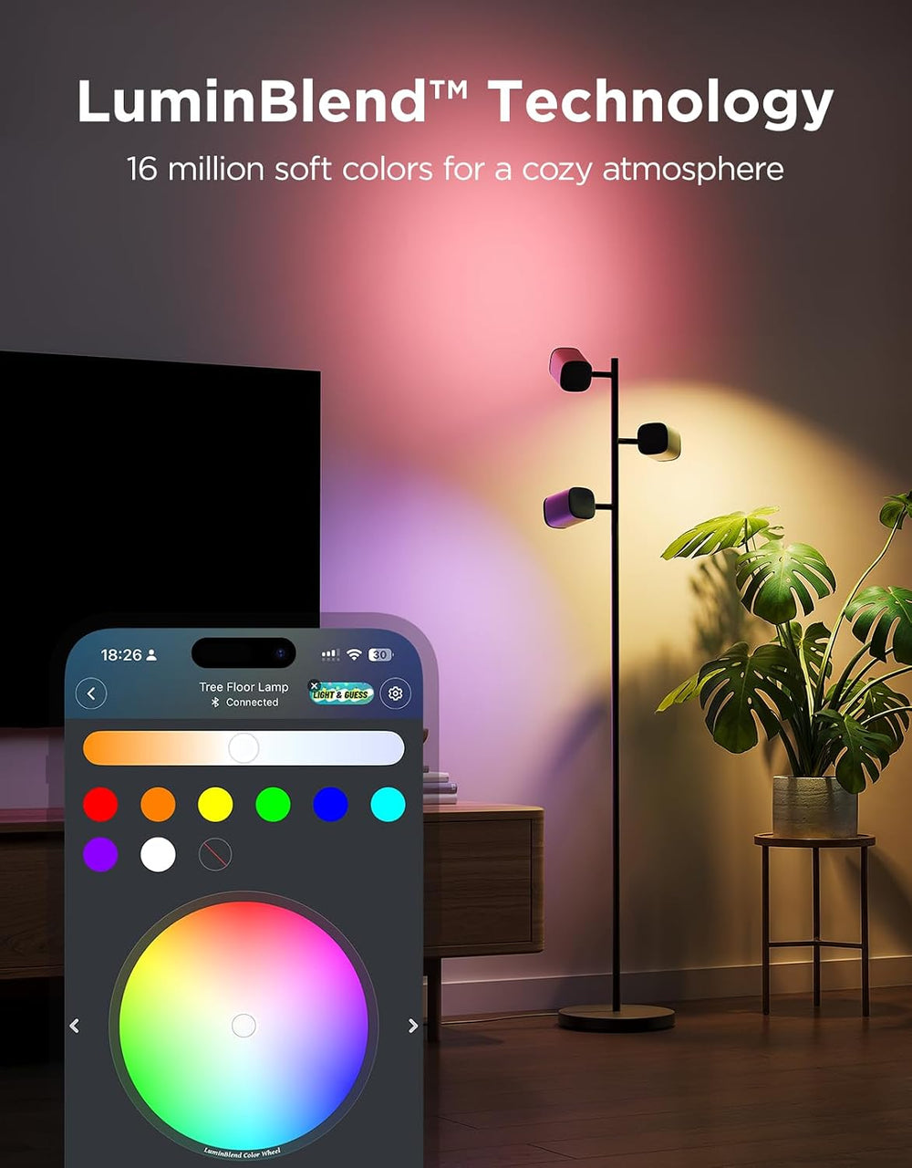 Govee Tree Floor Lamp with 3 Rotatable Lights, Compatible with Matter