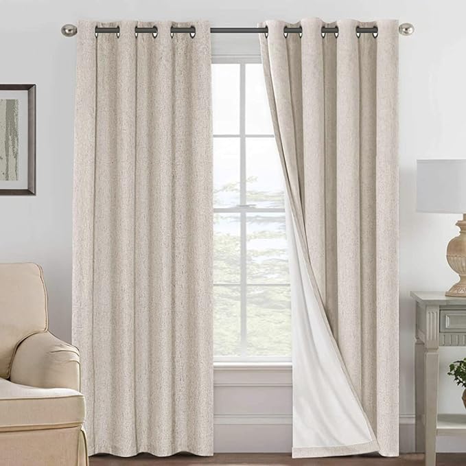H.VERSAILTEX Polyester Blackout Curtains 96 Inches Long, 100% Absolutely Blac...