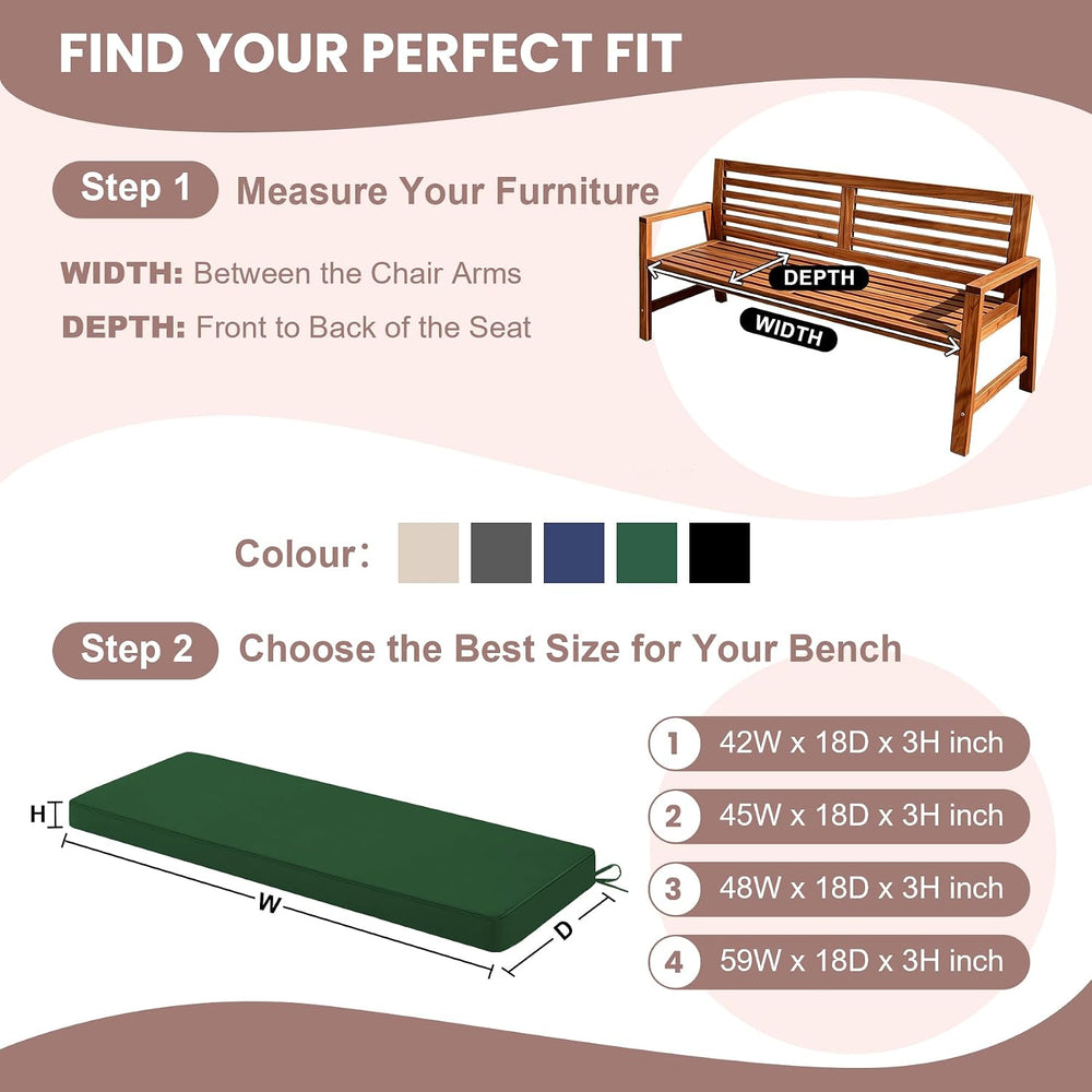 Outdoor Bench Cushions for Outdoor Furniture, 48x18 Inch, Waterproof Patio Fu...