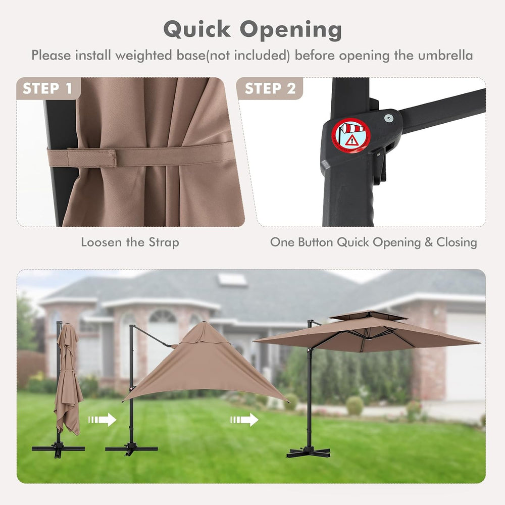 Tangkula 9.5 FT Cantilever Patio Umbrella, Outdoor Square Offset Umbrella wit...