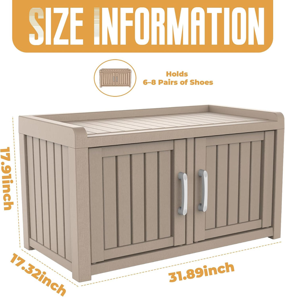 ROJIK Shoe Cabinet Waterproof UV-Resistant,Storage Bench Indoor Outdoor with ...