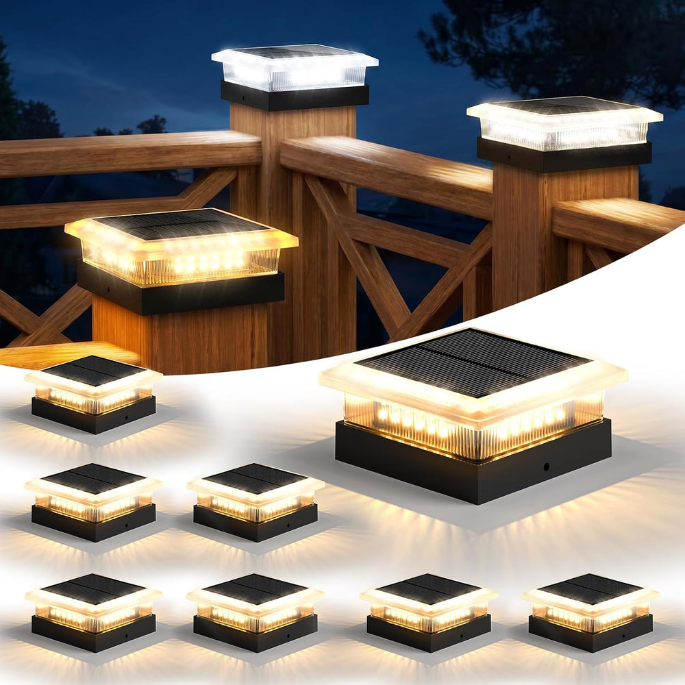4x4 Solar Post Cap Lights 8 Pack, 96 LED/4 Lighting Fence Post Solar Lights
