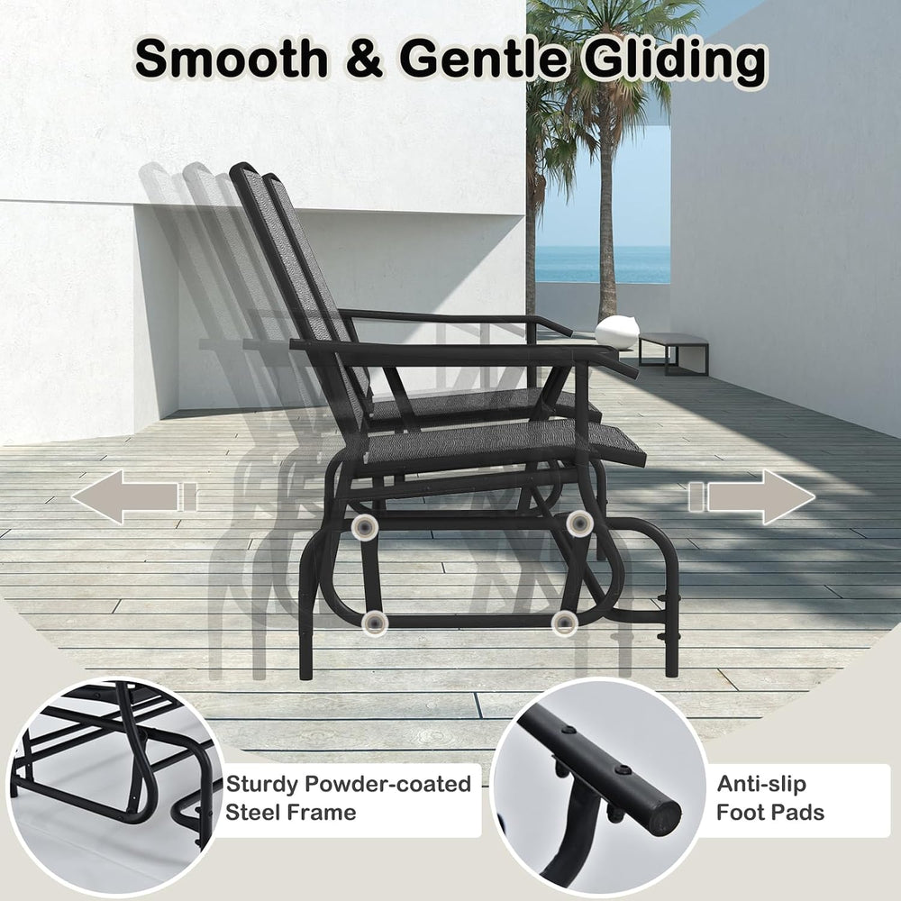 Tangkula 2 Person Swing Glider Chair, Patio Rocking Loveseat w/Center Tempere...