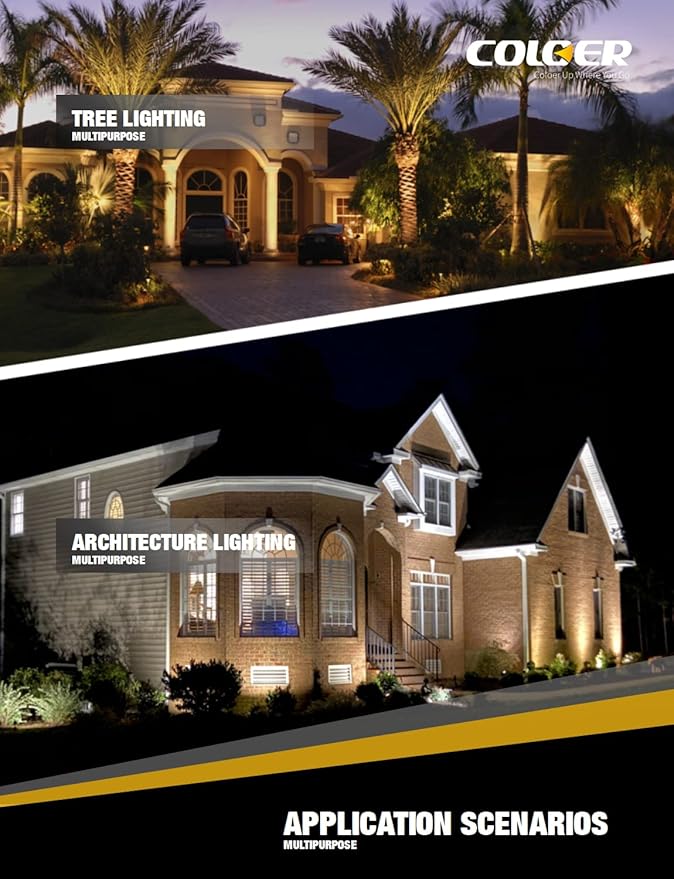 COLOER Brass Landscape Spotlights, 6 Pack Landscape Light Fixture with 5W Alu...