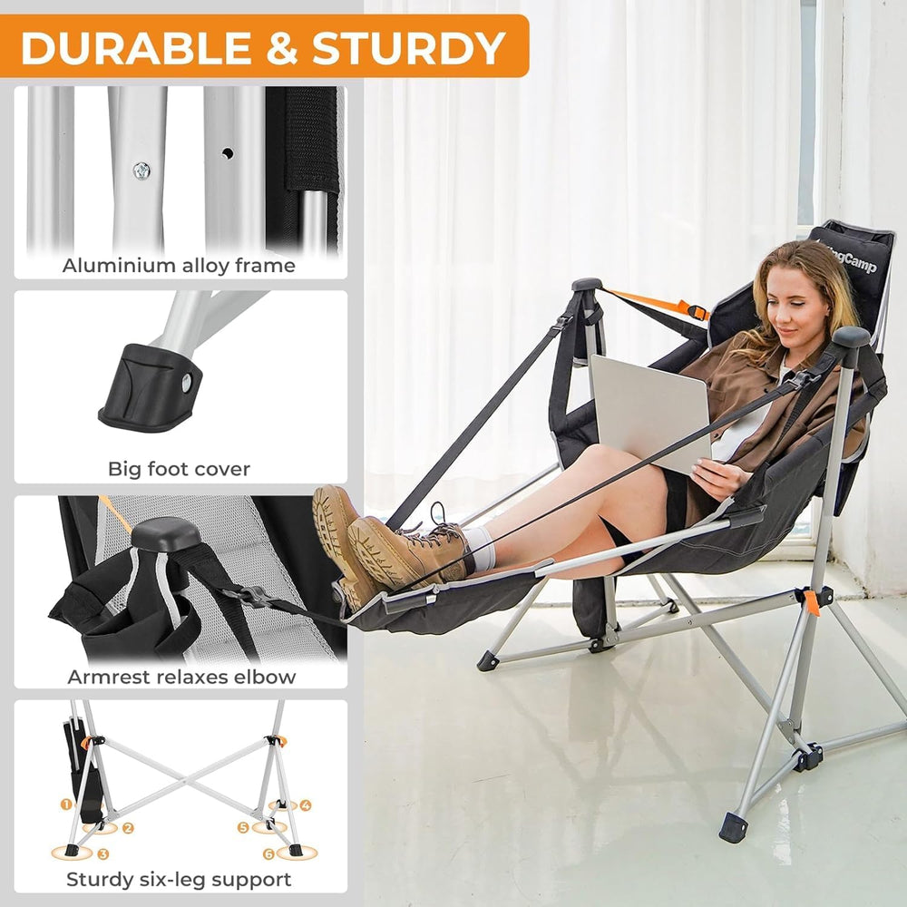 KingCamp 2 Pack Hammock Chairs with Footrest, Heavy Duty Swing Chair 400lbs