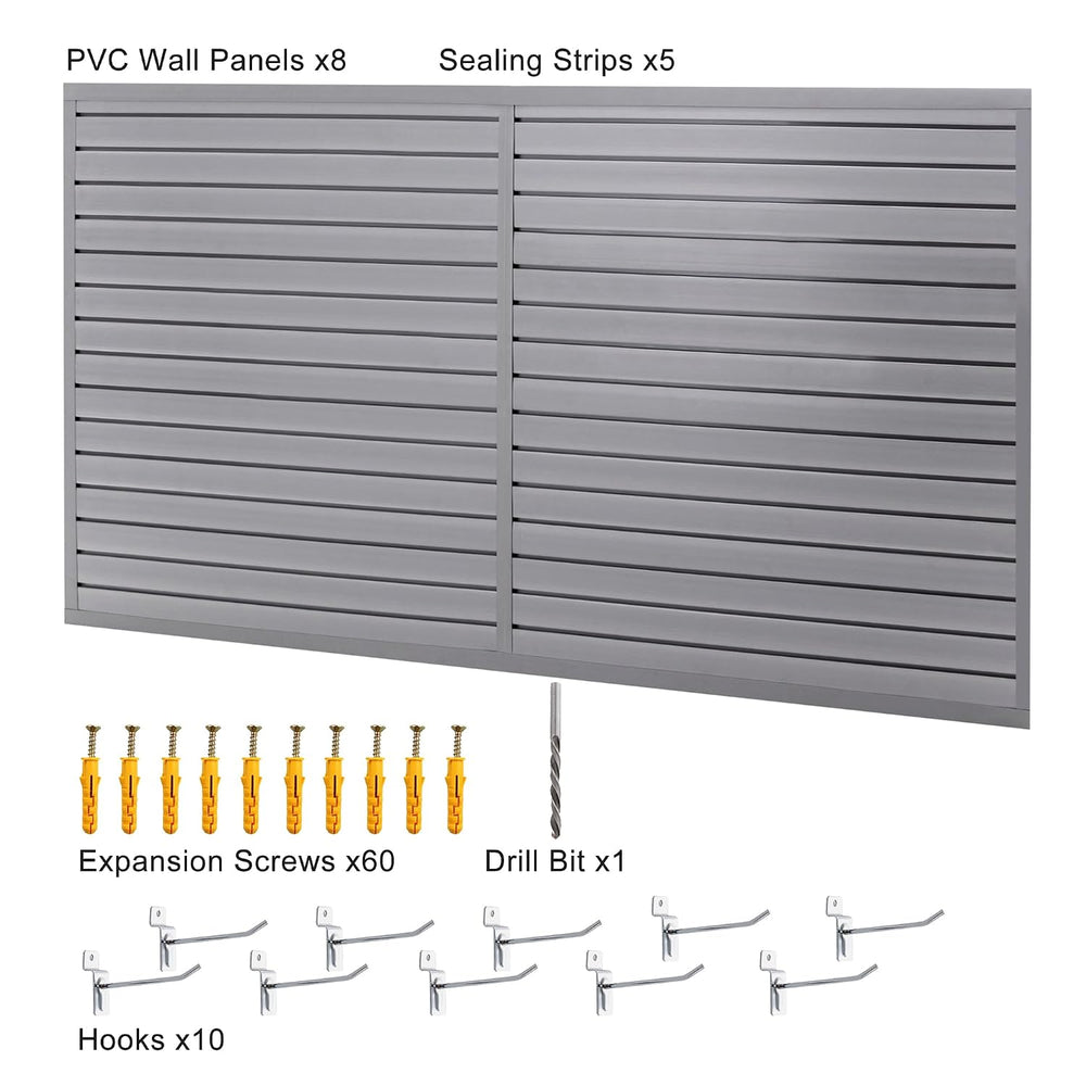 Slatwall Panel 4x8FT, Garage Slat Wall Storage Systems Durable and Sturdy, Ea...
