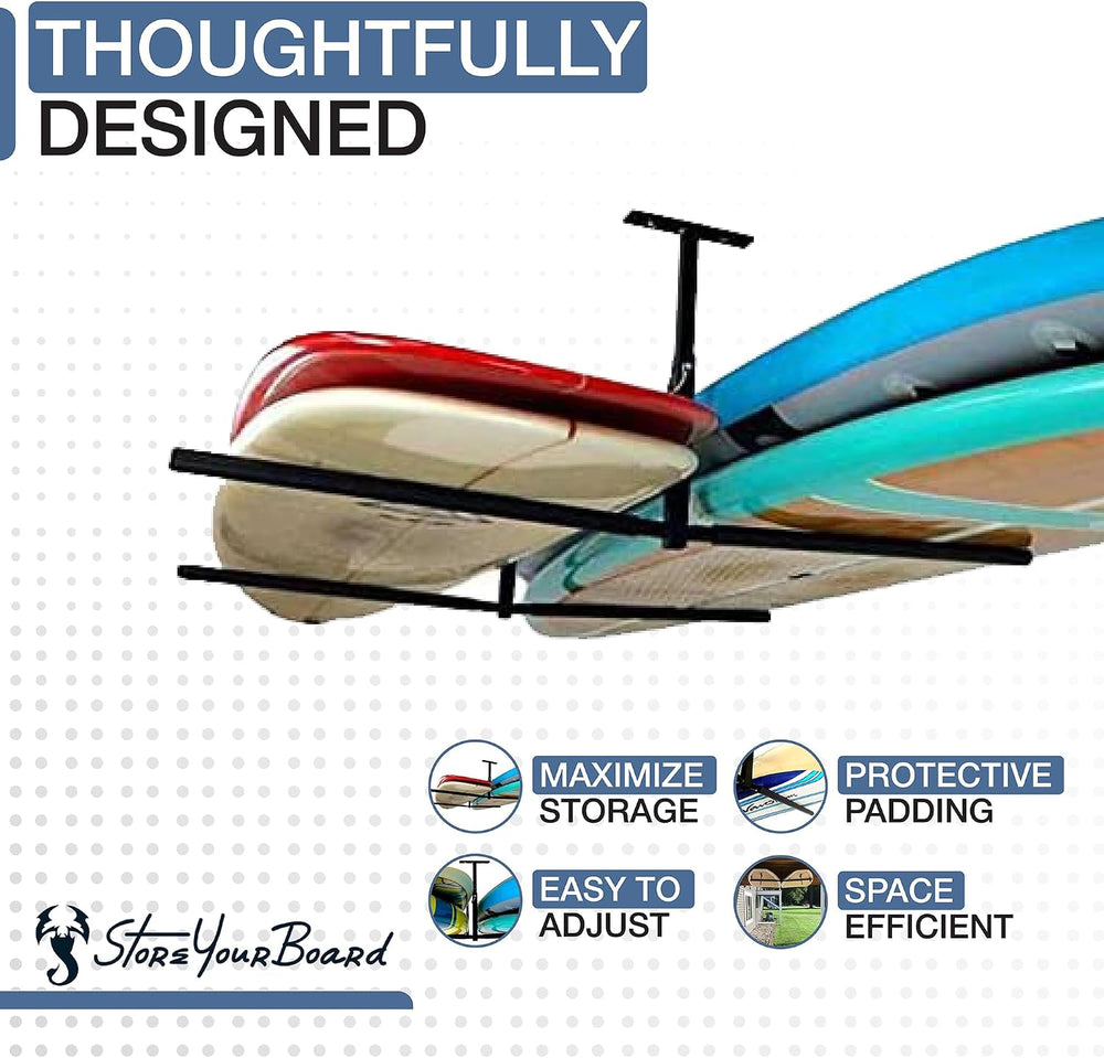 StoreYourBoard Standup Paddle Board and Surfboard Garage Storage Rack - Adjus...