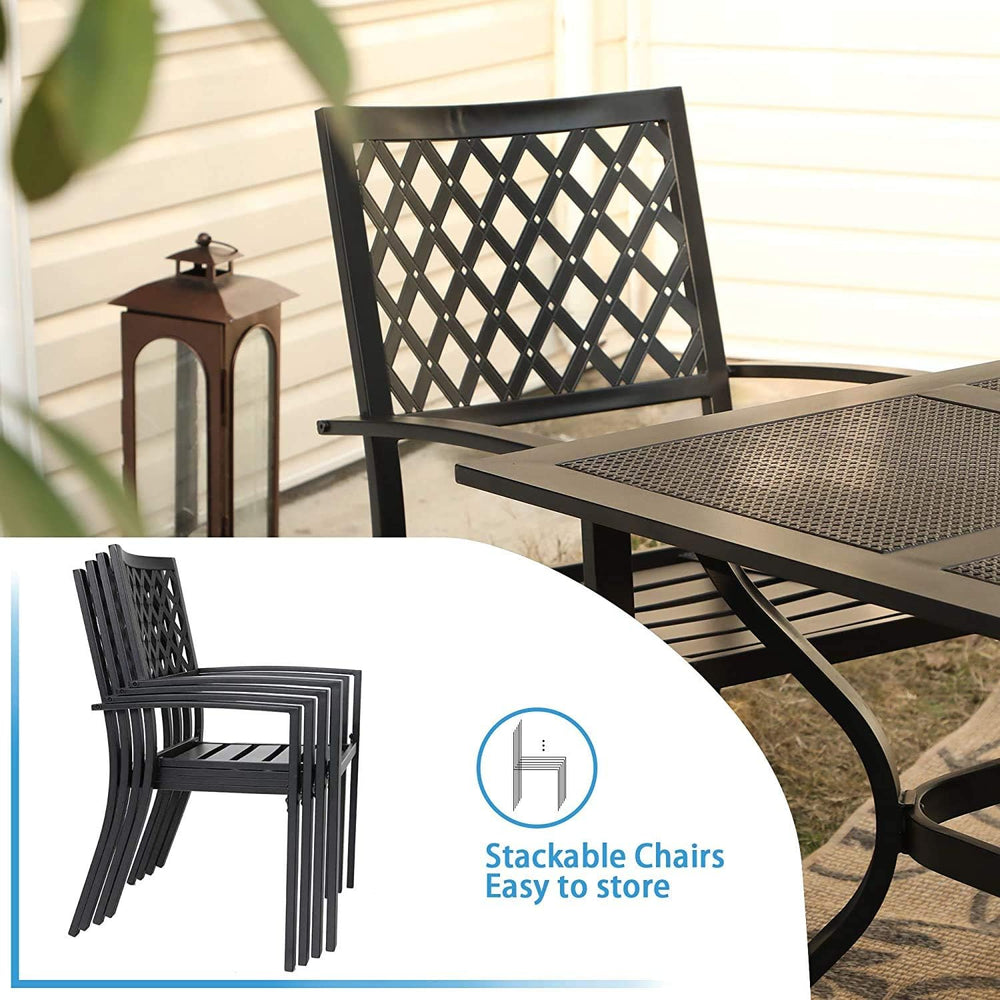 PHI VILLA 5 PCS Patio Dining Set w/ 10ft 3 Tier Umbrella(Beige)