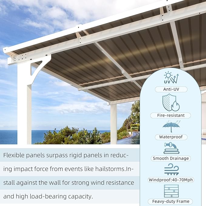 AECOJOY 8' x 8' White Gazebo Outdoor Pergola for Patio, Small Wall-Mo...