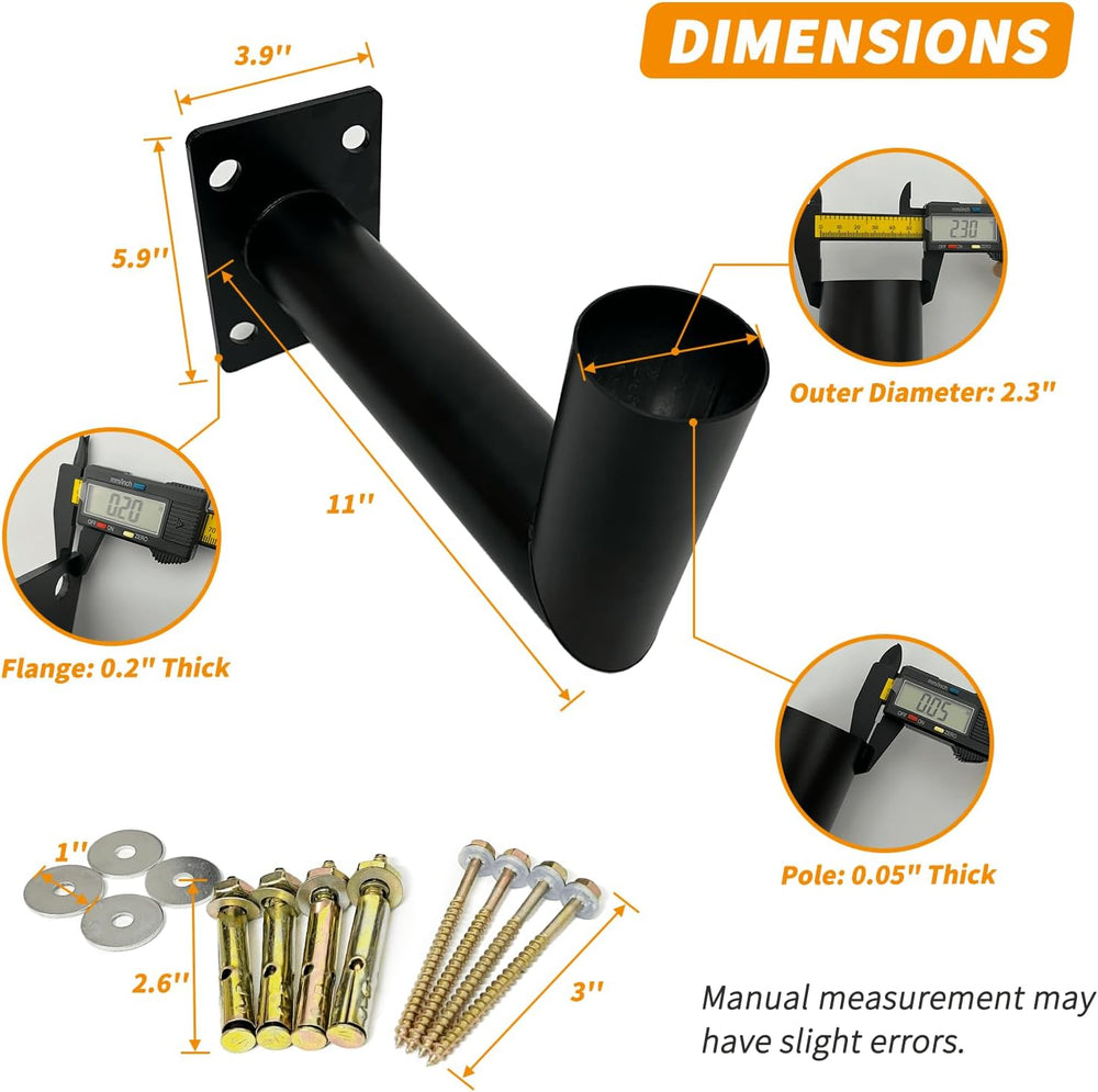 90 Degree Wall Light Mounting Bracket, 11" Arm, 2-3/8" OD Tenon | G...