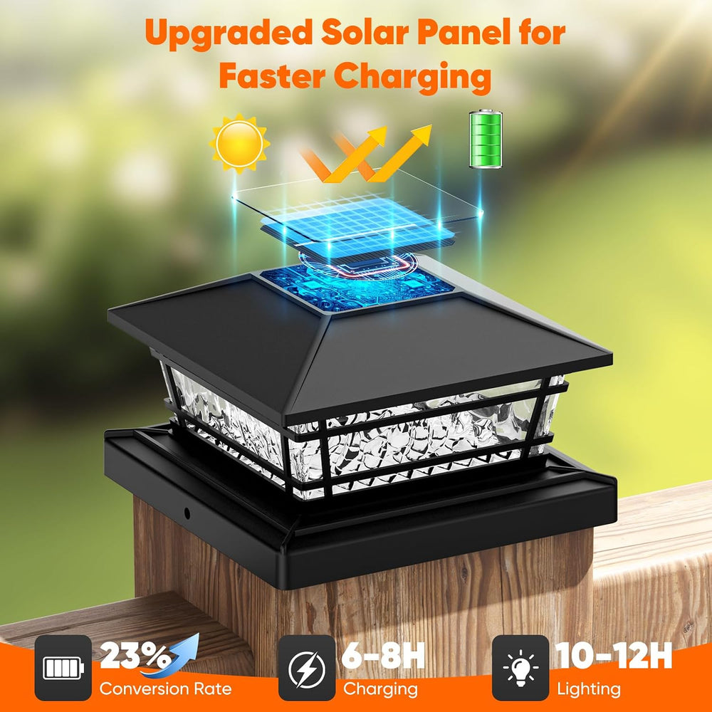 Solar Post Cap Lights Outdoor 8 RGB Solid Colors & Color Changing