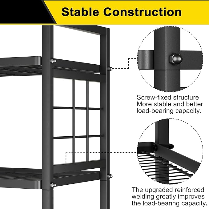 GIOTORENT 5-Wire Standing Book Shelf & Bookcase, Metal Storage Shelving U...