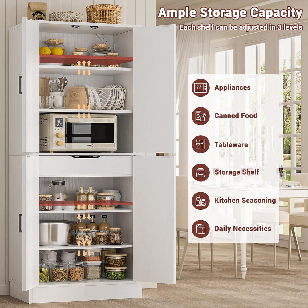 Unikito 71" Kitchen Pantry Storage Cabinet with Adjustable Shelves, Drawer