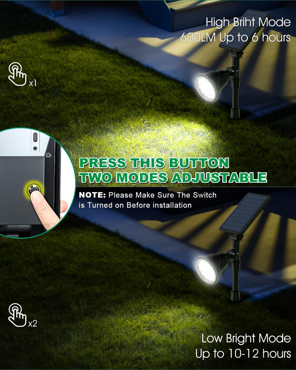 Solar Spot Lights Outdoor, 18 LED Bright Solar Powered Lights Outdoor Waterpr...