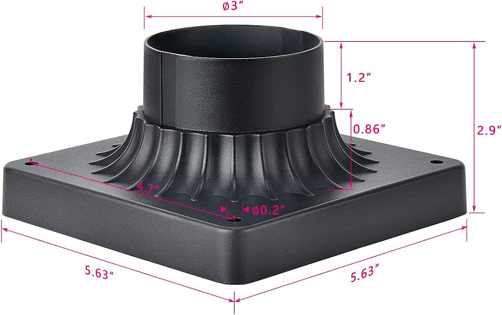 Pier Mount Base 6 Pack, Outdoor Post Light Adapter Matte Black