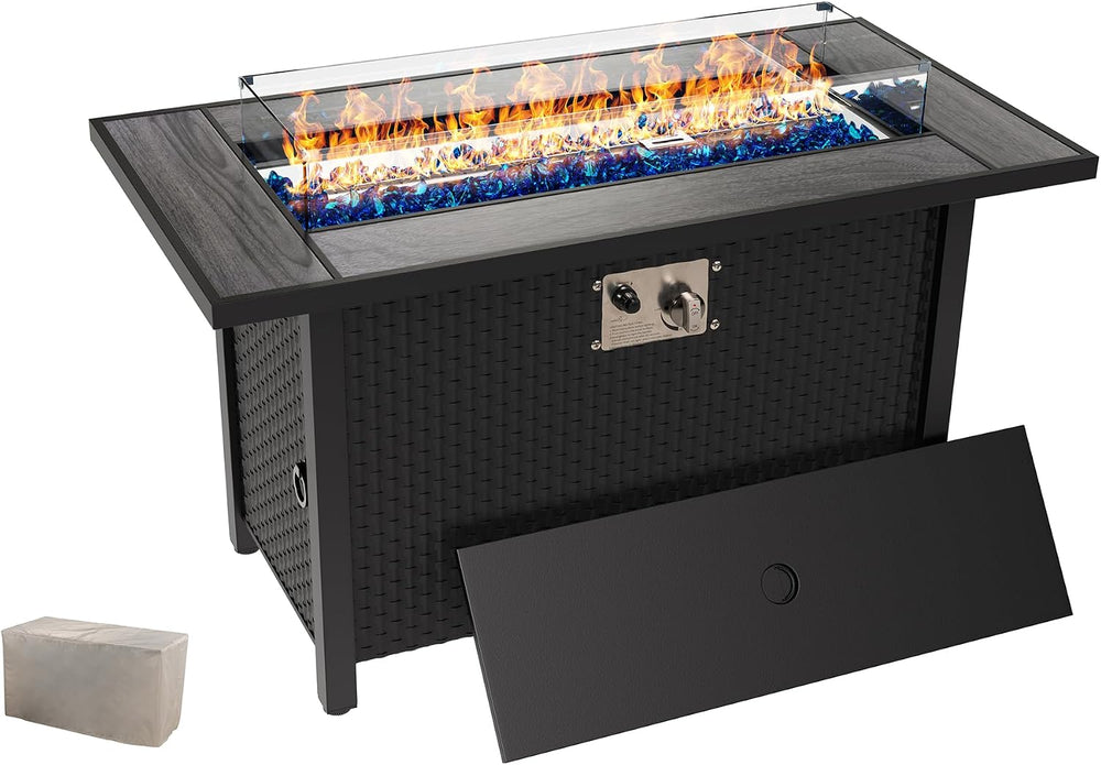 45″ Outdoor Propane Fire Pit Table – 50000 BTU Rectangular Patio Fire Table w...