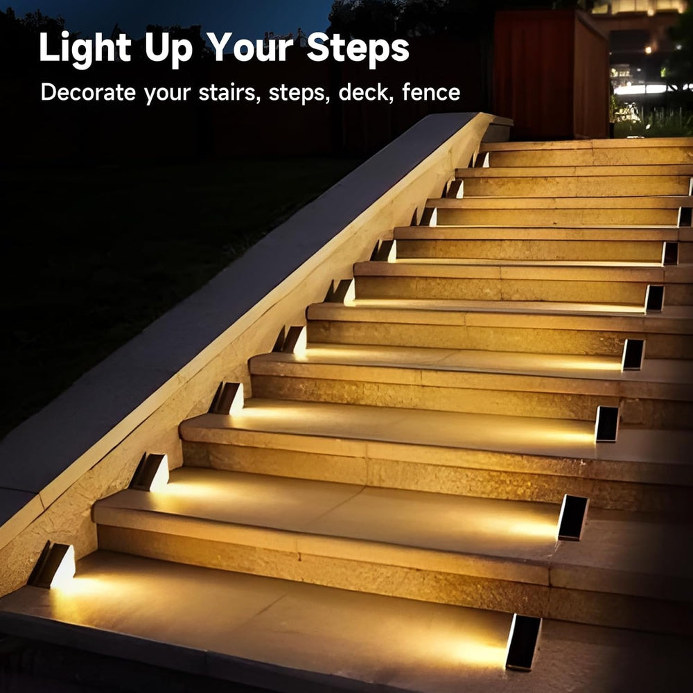 Solar Step Lights Outdoor, 6 Pack Solar Stair Lights Waterproof, Warm White/7...