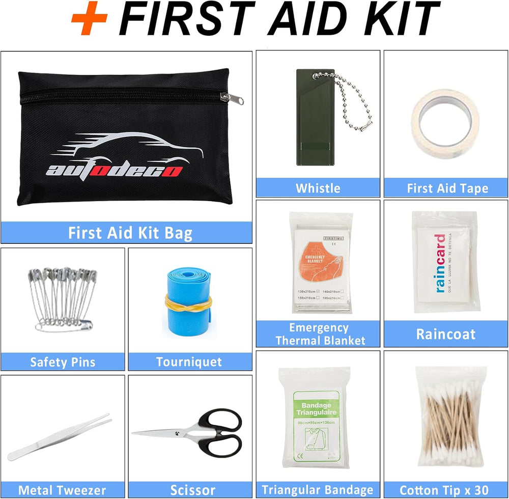 105 PCS Roadside Car Emergency Assistance Kit with Portable Air Compressor Ju...