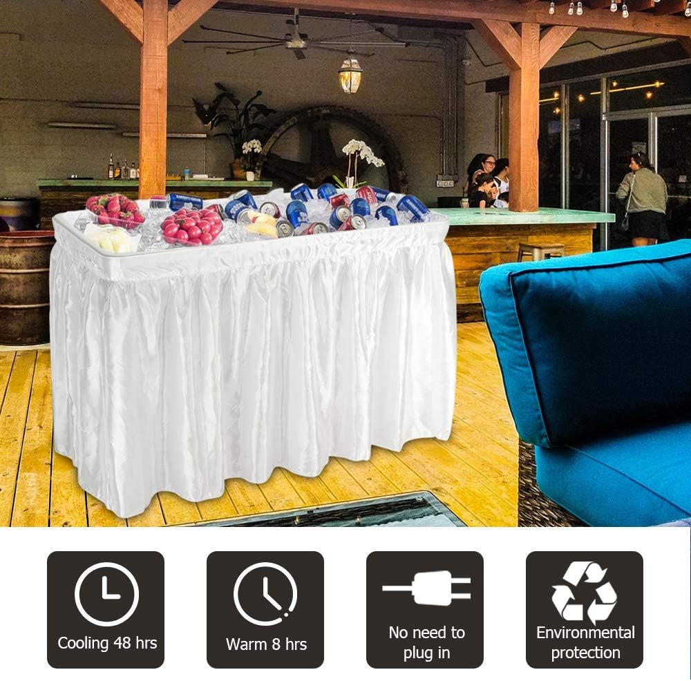 VINGLI 46" Extra Large Party Ice Cooler Folding Table, Portable Tailgate...