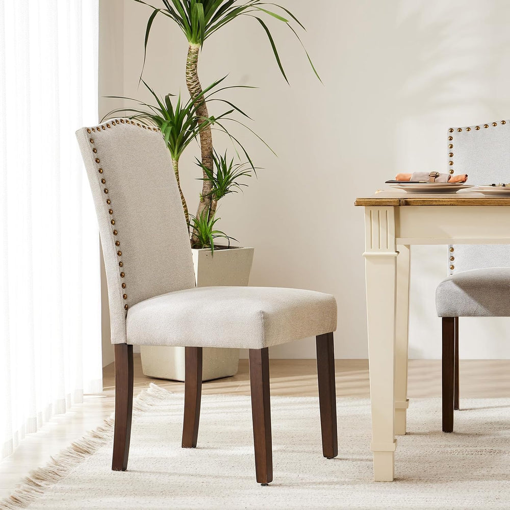 DUMOS Dining Chairs Set of 2, Upholstered Accent Chair, Beige