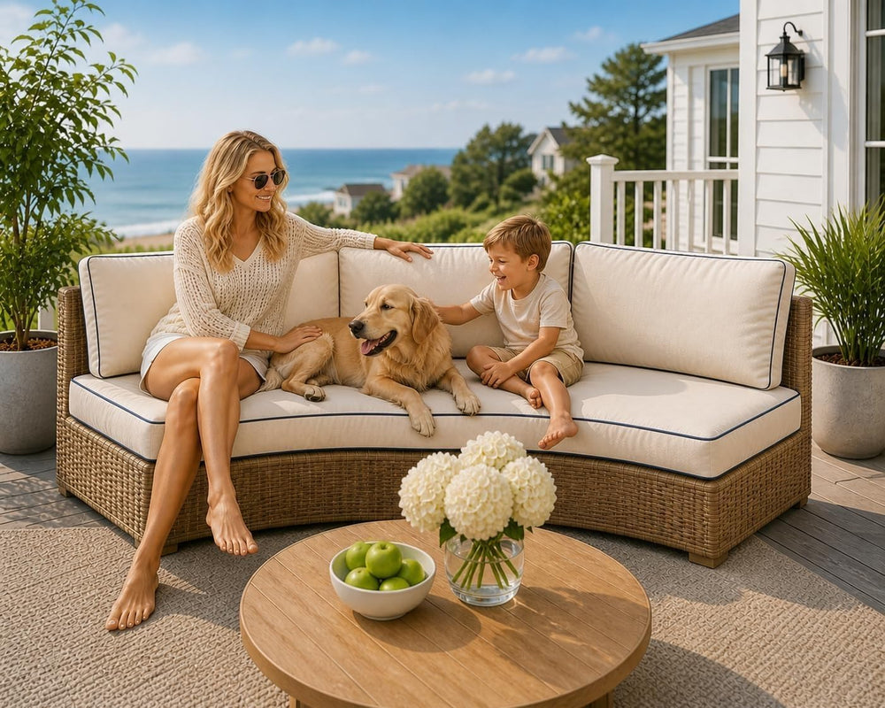 Outdoor Half Moon Sofa Cushion 4-Piece Set, Curved Patio Furniture Cushions, ...