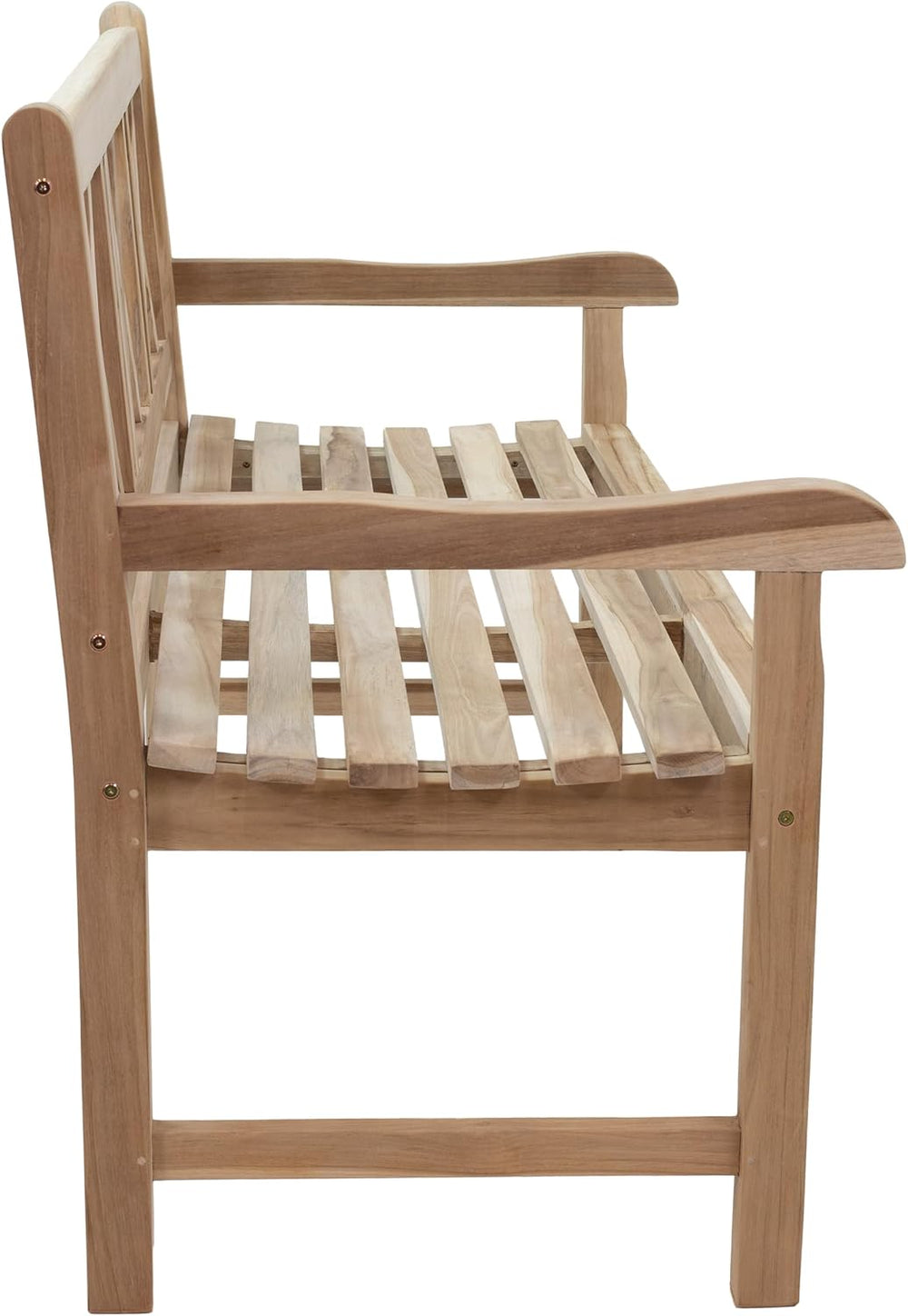 Sunnydaze 2-Person Cross-Back Wooden Teak Outdoor Bench for Porch, 59-Inch