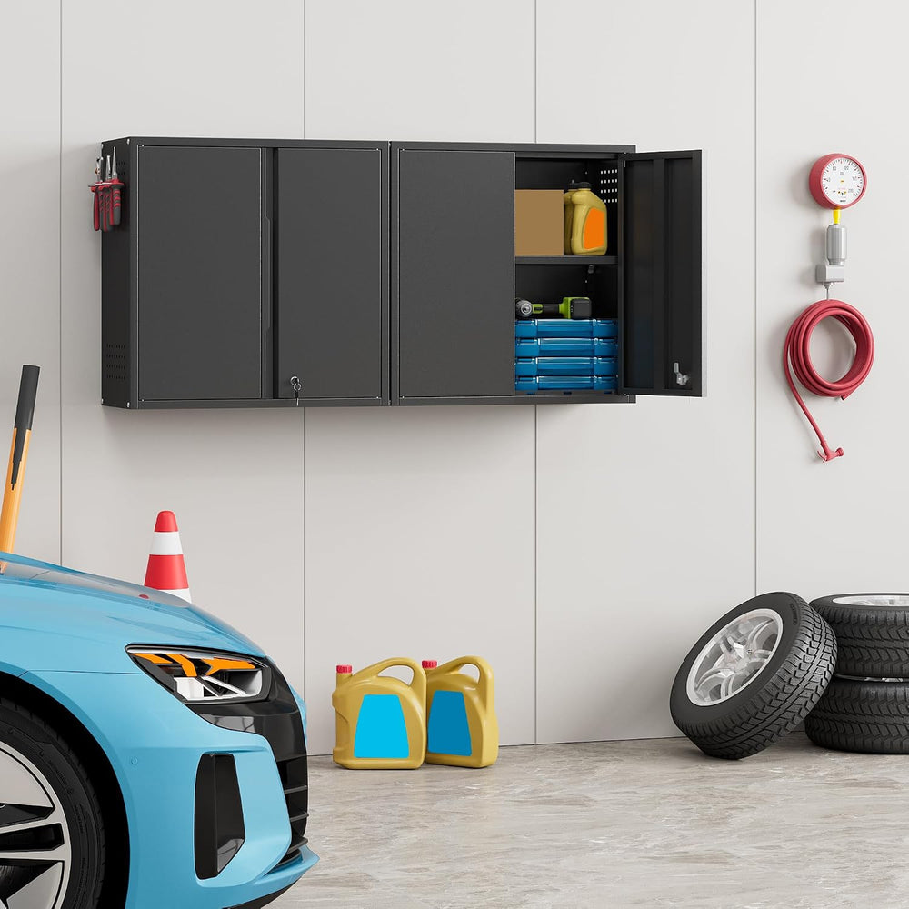 Garage Wall Cabinet,26”W Metal Wall Cabinet with Locking Doors and Handle,Wal...