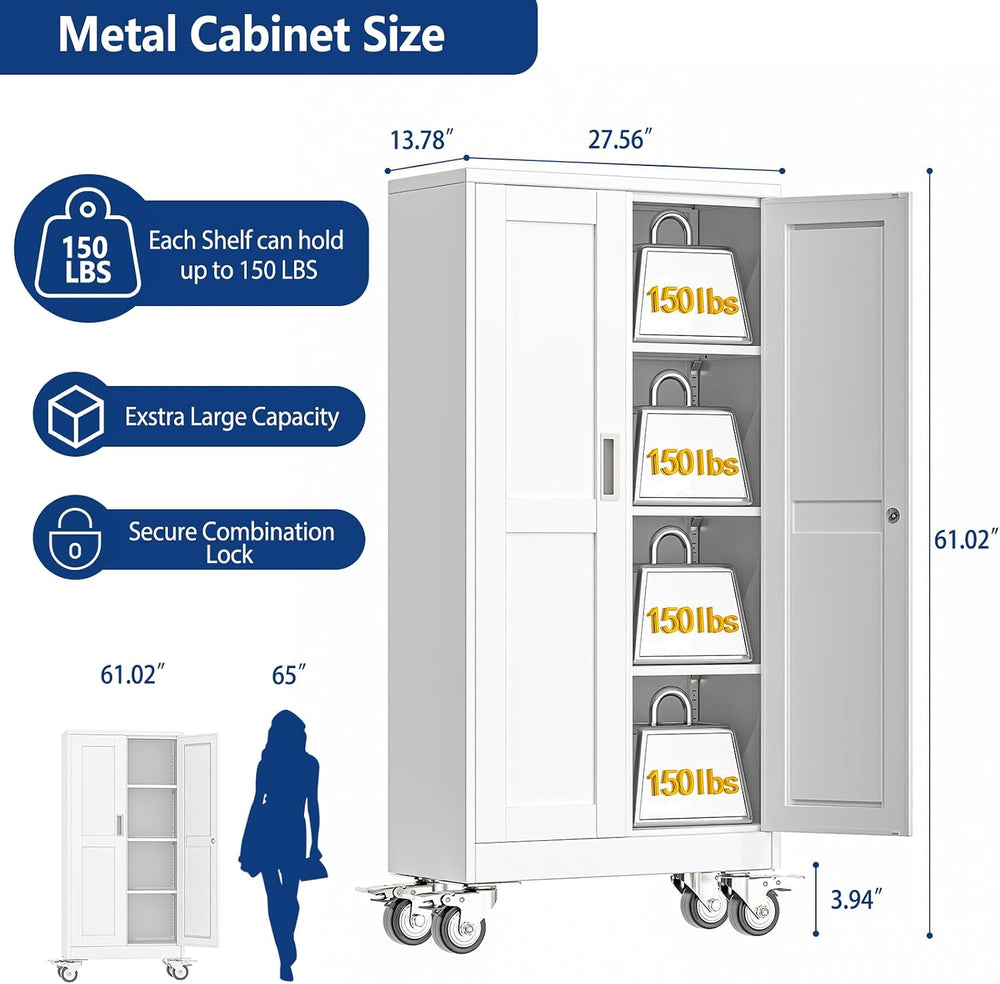 Metal Garage Storage Cabinet with Locking Doors and Adjustable Shelves,61&quo...