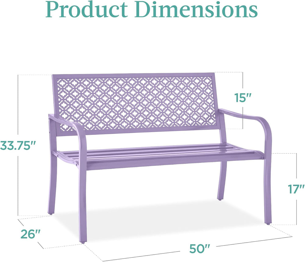 Best Choice Products Outdoor Bench 2-Person Metal Steel Benches Furniture for...