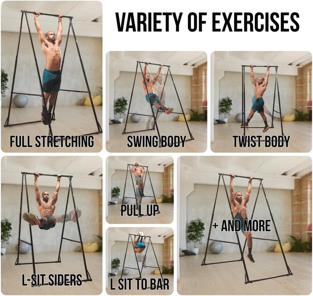 KHANH TRINH Foldable Pull Up Bar Stable Gymnastics Equipment Portable Aerial ...