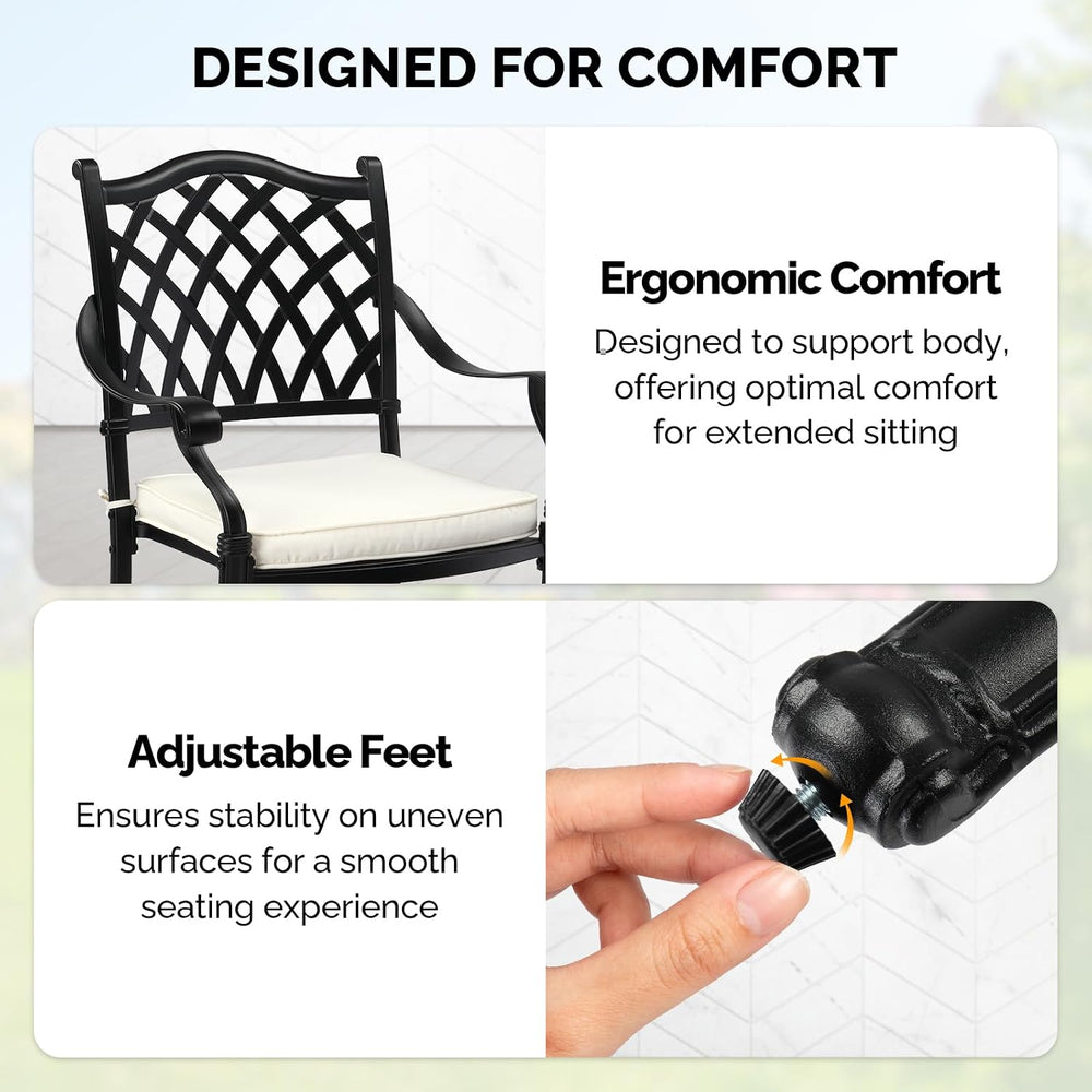 VINGLI Patio Chairs Set of 2 - Stackable Outdoor Cast Aluminum Dining Chairs ...