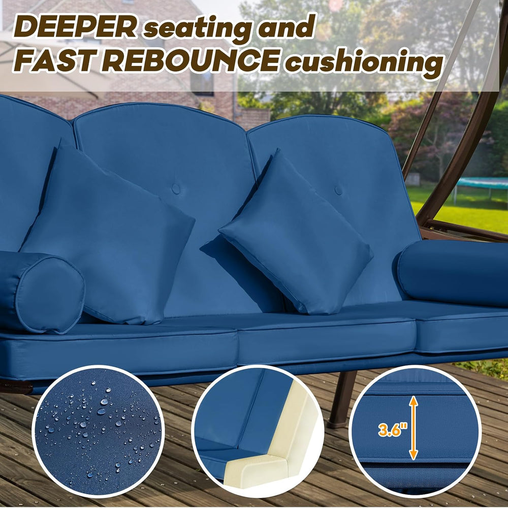 3 in 1 Outdoor Porch Swing with Adjustable Canopy, 3 Seat Outdoor Swing for A...