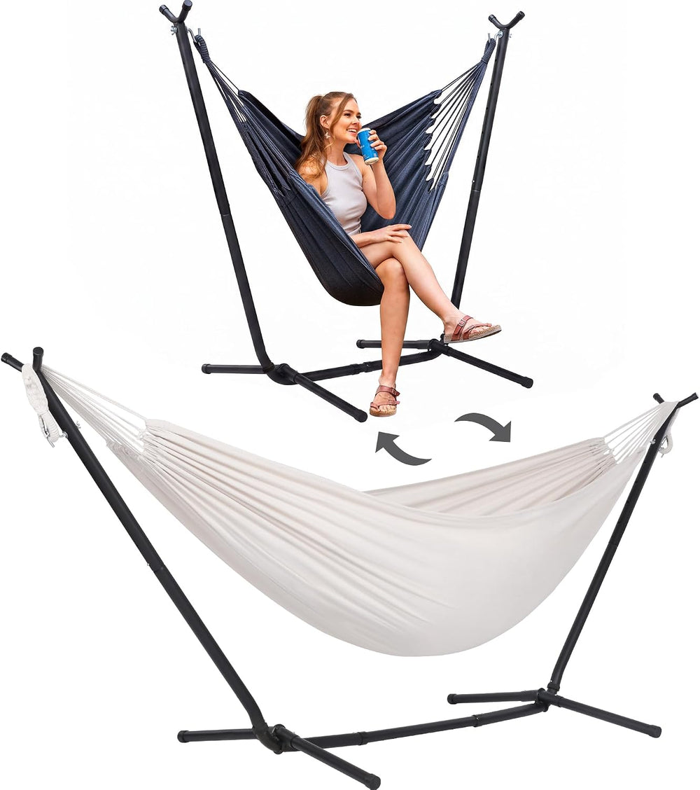SUNCREAT 2-in-1 Hammocks Convertible Portable Hammock with Stand, Natural