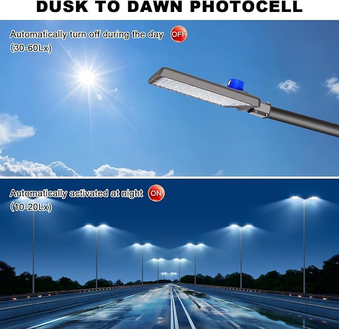 Juyace 480W LED Parking Lot Light 2 Pack, Slip Fitter Mount Outdoor Street Li...