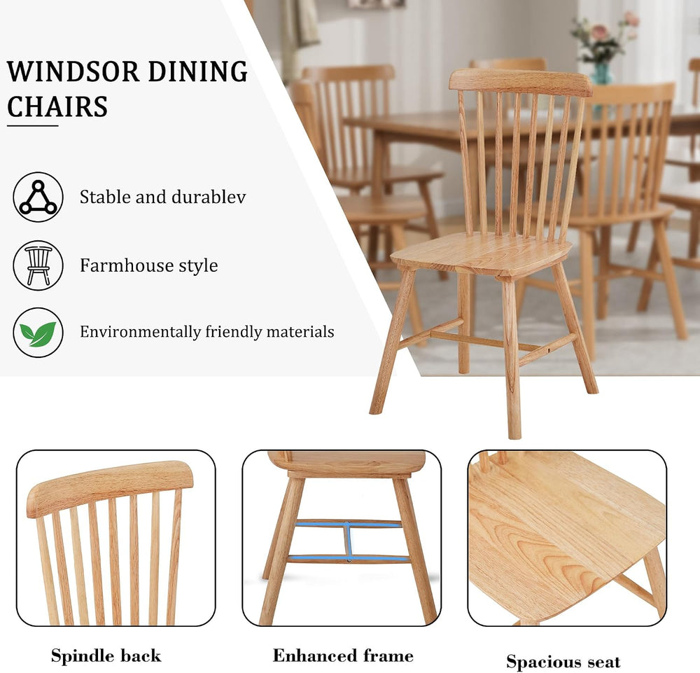 Dining Chairs Set of 4, Farmhouse Solid Wood Windsor Kitchen Chairs Set with ...