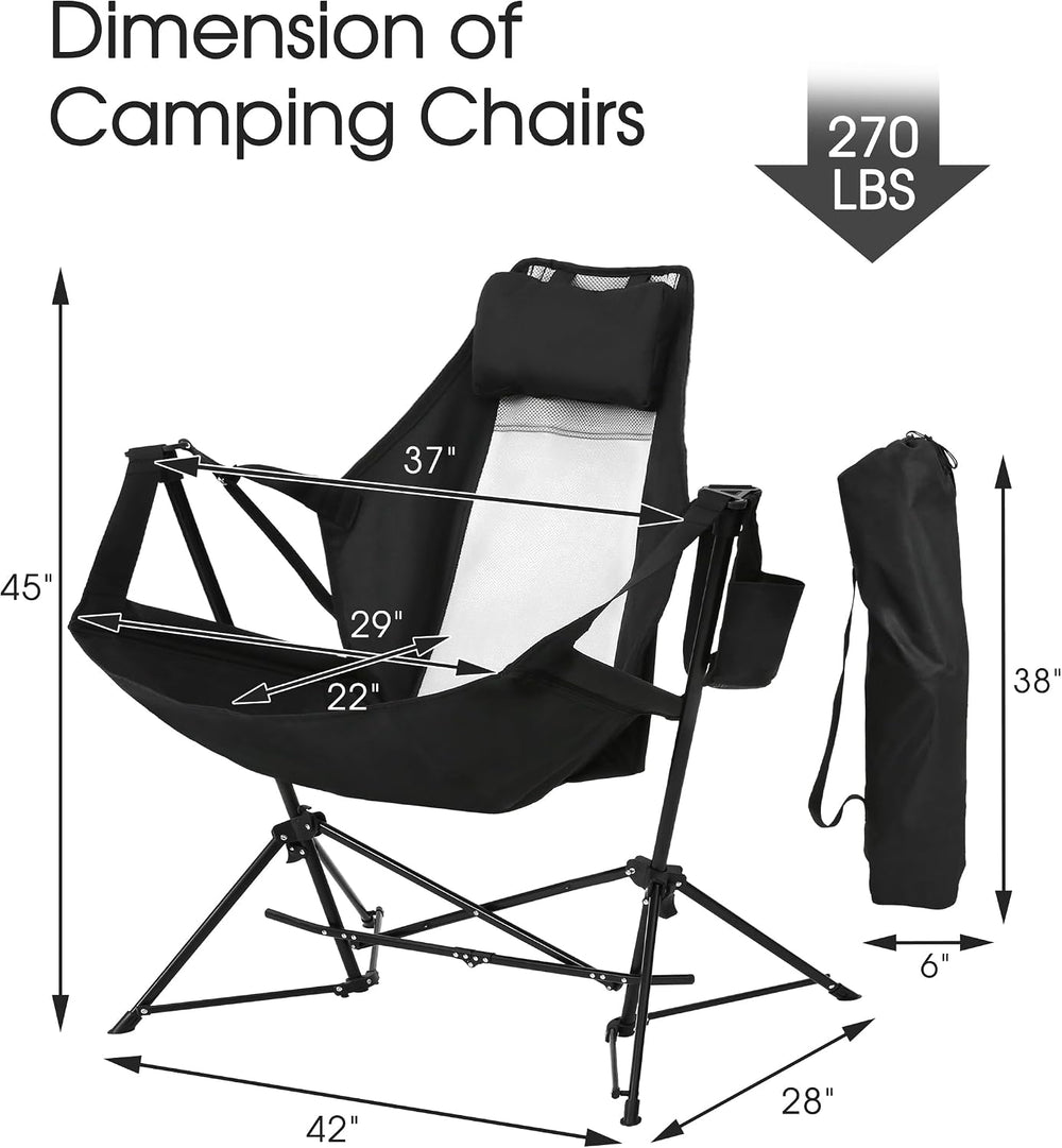 Hammock Chairs, Swinging Camping Chairs, Set of 2, Black