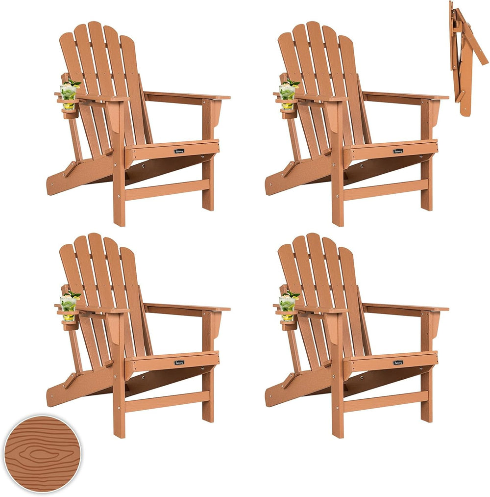 FUNBERRY Oversized Folding Adirondack Chair Set of 4, Fire Pit Chair 400LBS