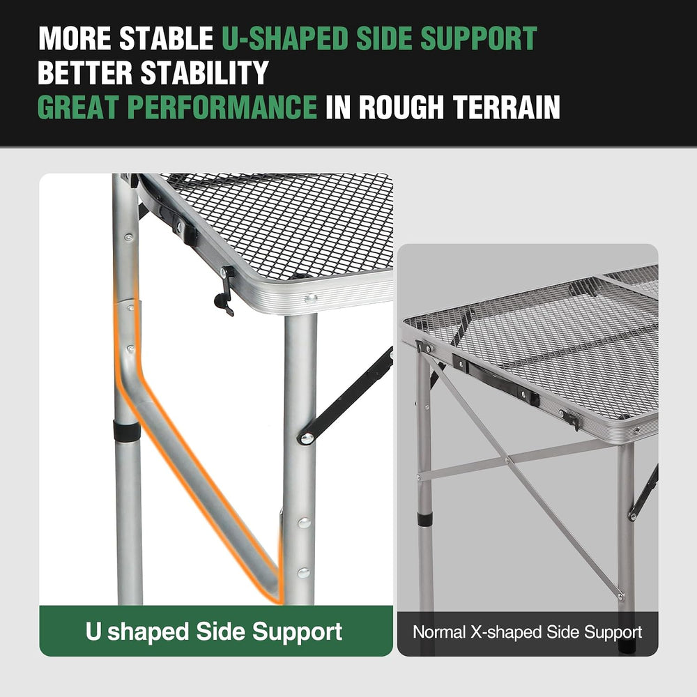 Portable Grill Table for Outside, Aluminum Folding Grill Stand Table for Outd...