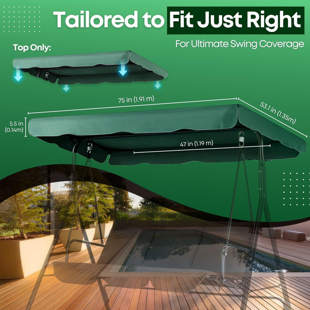Flexzion Replacement Canopy for Outdoor Swing - 75" x 52" / 1.90m x...