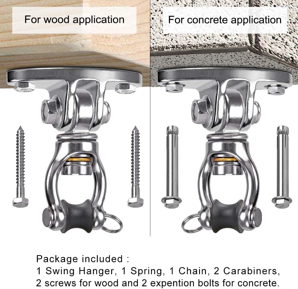 SELEWARE Hammock Chair Hanging Kit, Bearing Swing Hanger w/Spring & Chain