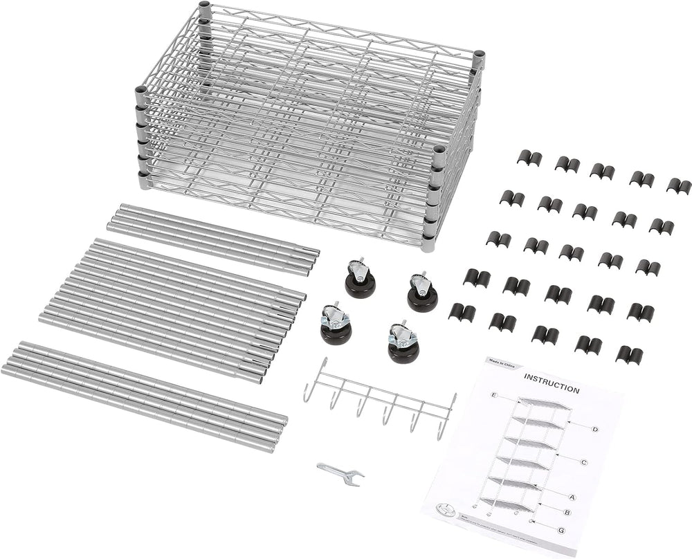 Homdox 6-Tier Storage Shelf Wire Shelving Unit Free Standing Rack Organizatio...