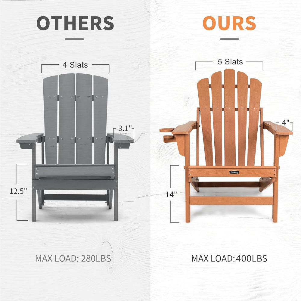 FUNBERRY Oversized Folding Adirondack Chair Set of 4, Fire Pit Chair 400LBS