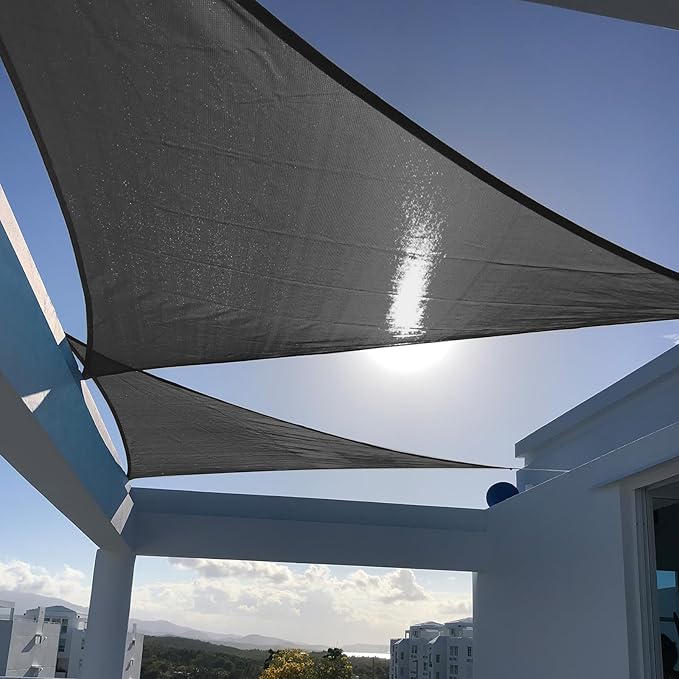 SUNNY GUARD Sun Shade Sail 10'x10'x10' Triangle Graphite Grey UV ...