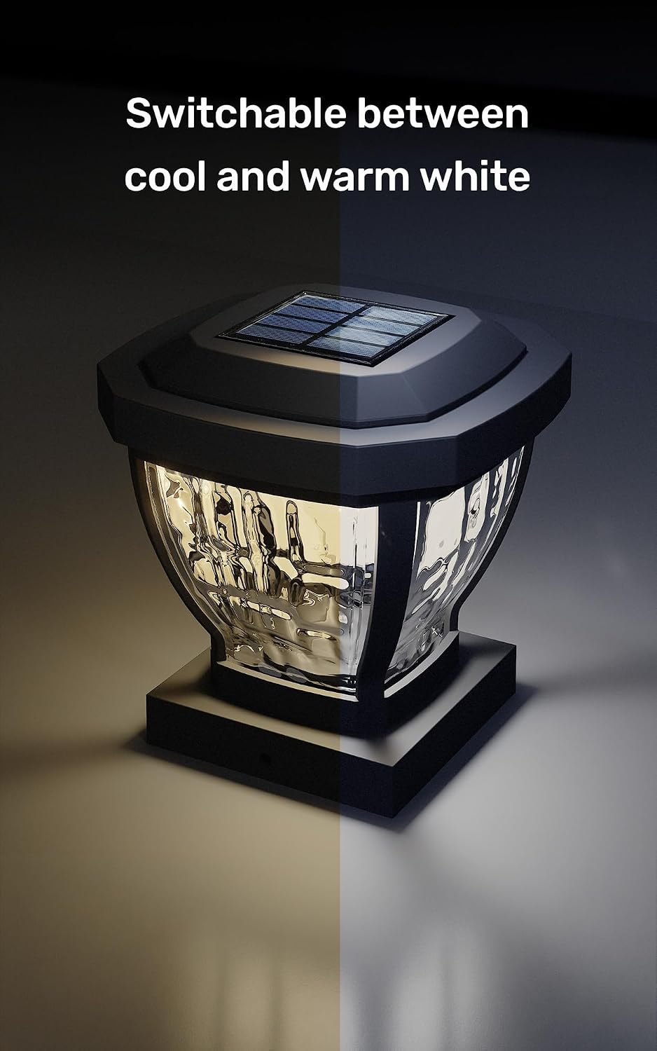 Home Zone Living 2PK Solar Post Cap Lights, Decorative Glass, Black
